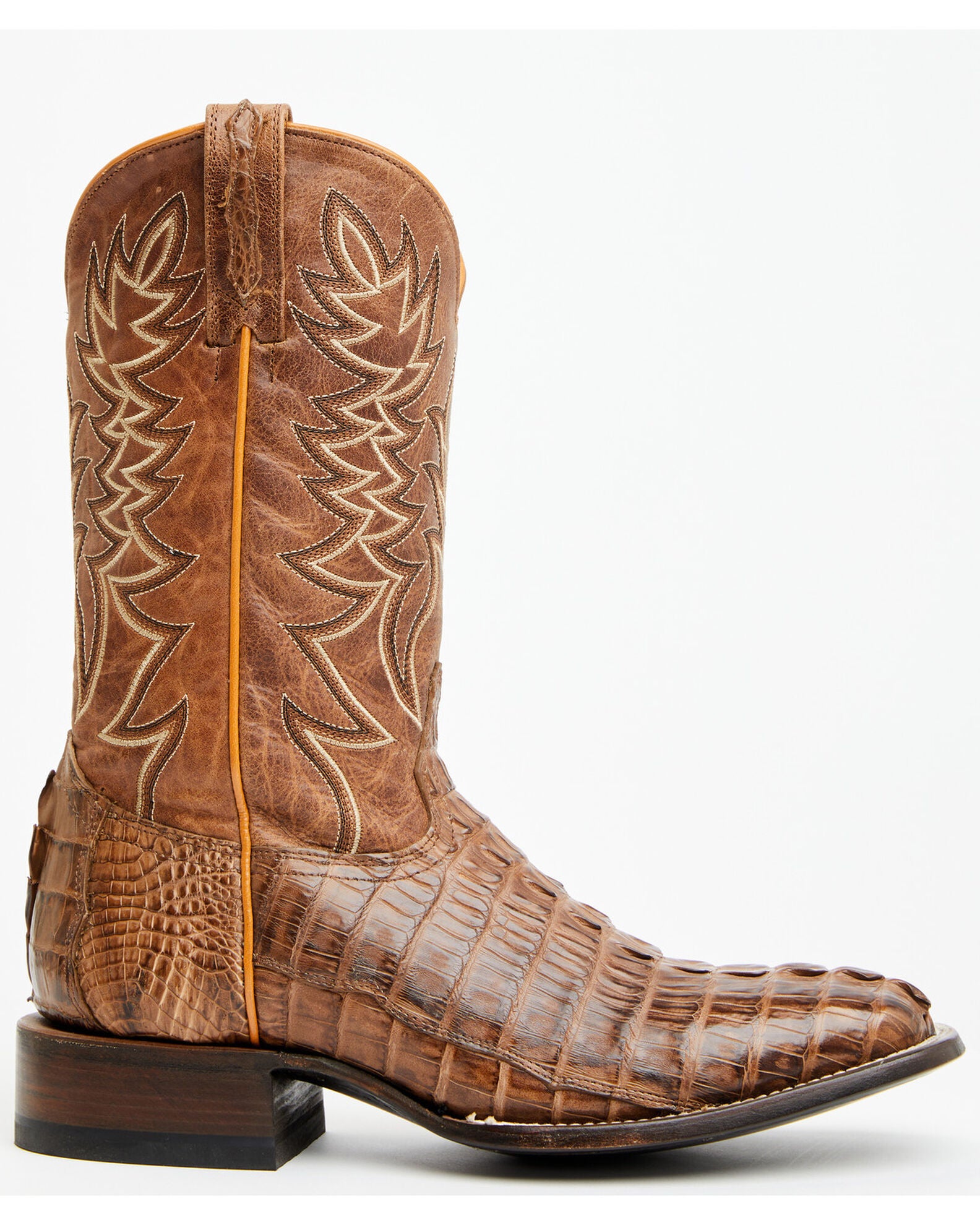 Caiman Brown Square Toe Cowboy Boots main image 1