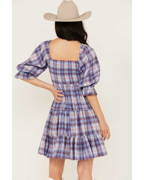 Image #4 - Yura Women's Plaid Print Tier Dress, Blue, hi-res