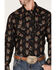 Image #3 - Dale Brisby Men's Stretch Antler Bull Skull Print Western Shirt, Black, hi-res