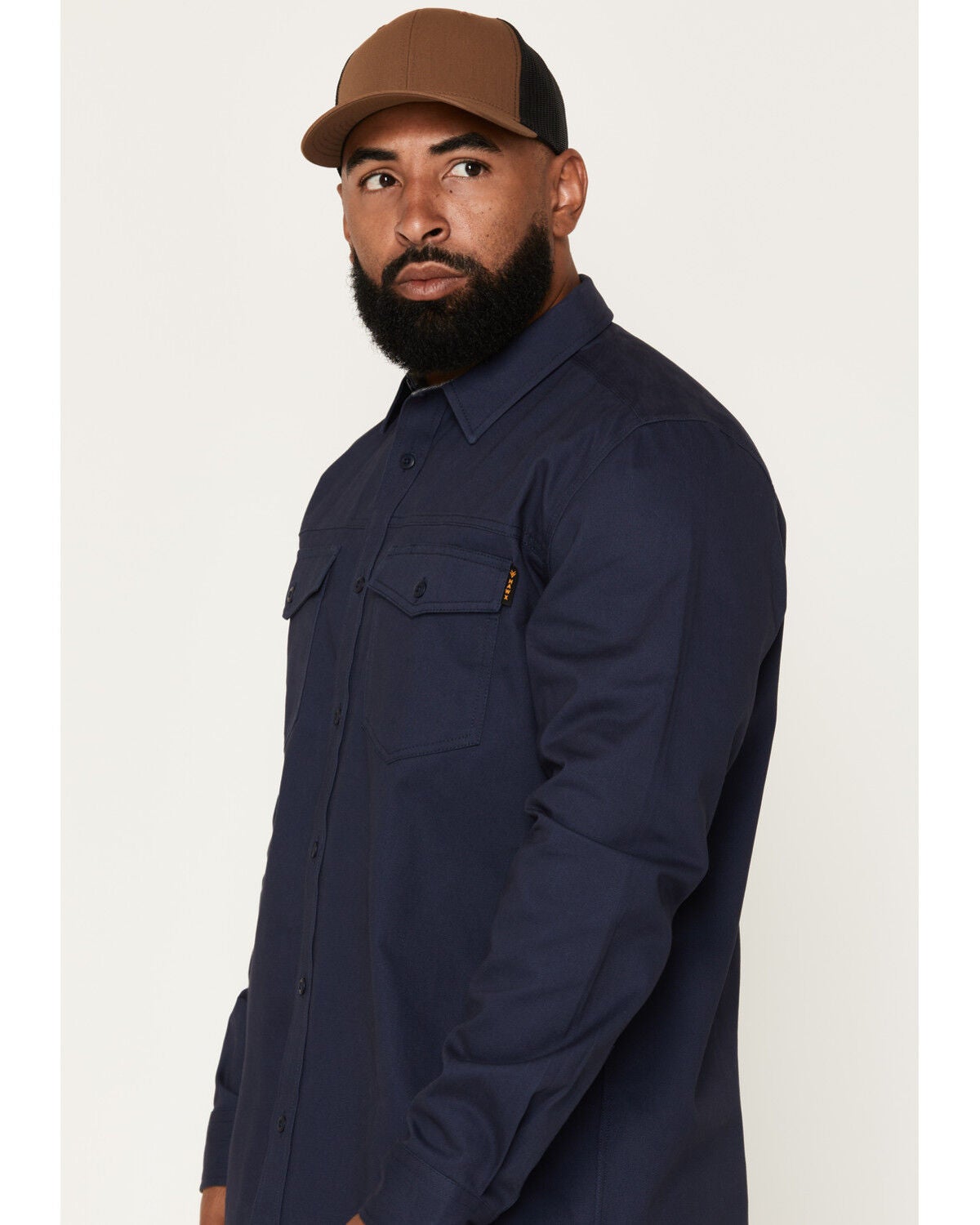 Image #2 - Hawx Men's All Out Solid Twill Long Sleeve Button-Down Work Shirt - Big, Navy, hi-res