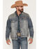 Image #2 - Cody James Men's Medium Wash Americana Patch Button-Down Stretch Denim Jacket, Medium Wash, hi-res