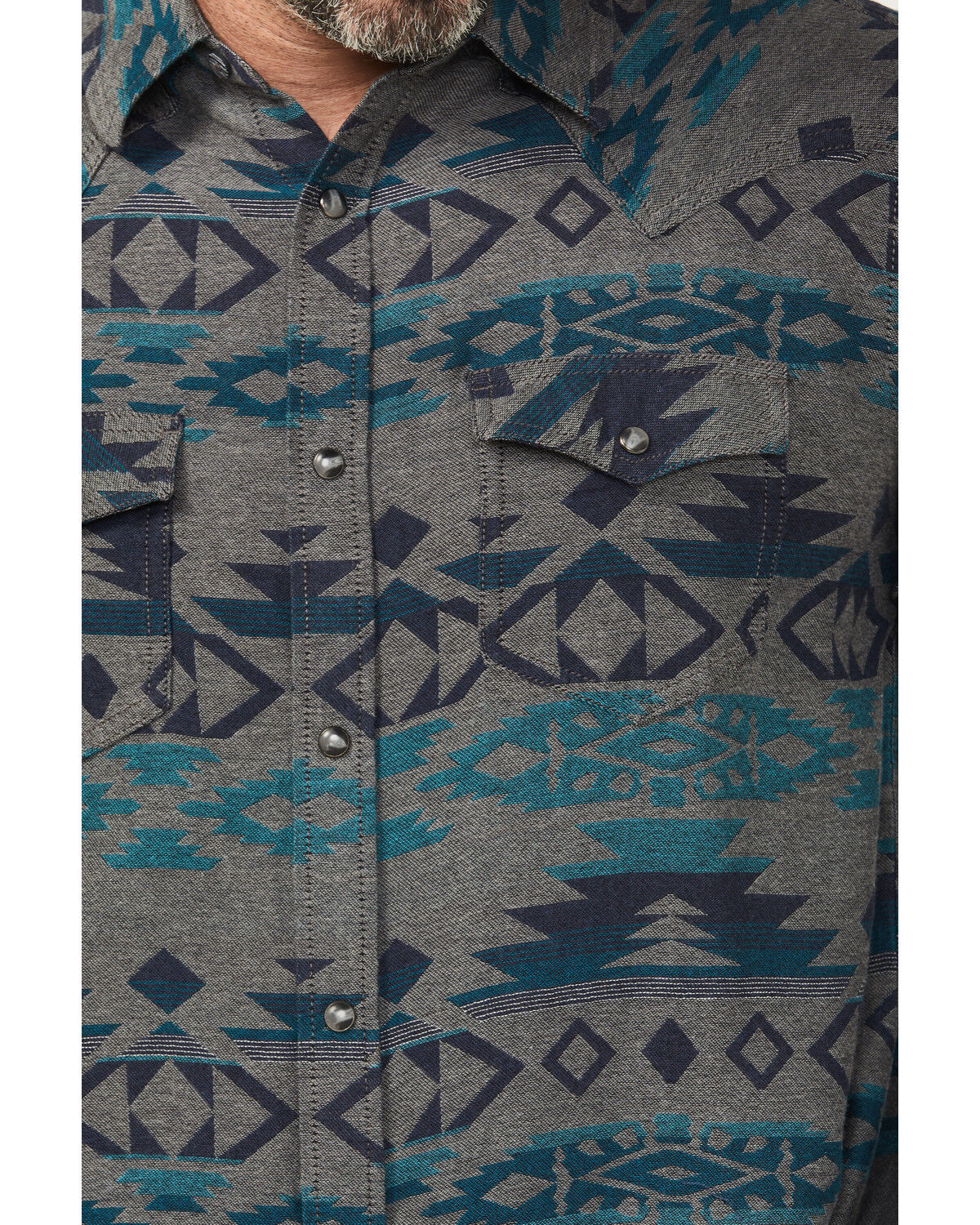 Image #3 - Cody James Men's Julian Southwestern Print Long Sleeve Snap Western Shirt, Grey, hi-res