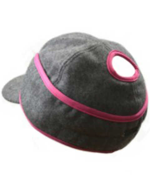 Image #2 - Crown Cap Women's Wool Railroad Ponytail Work Hat , Pink, hi-res