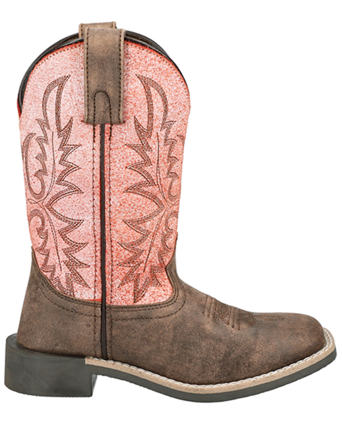 Image #2 - Smoky Mountain Little Girls' Rustic Rider Western Boots - Broad Square Toe, Brown, hi-res
