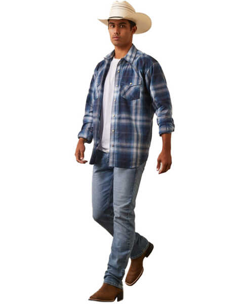 Ariat Men's Habel Retro Fit Plaid Print Long Sleeve Snap Western Shirt, Blue, hi-res