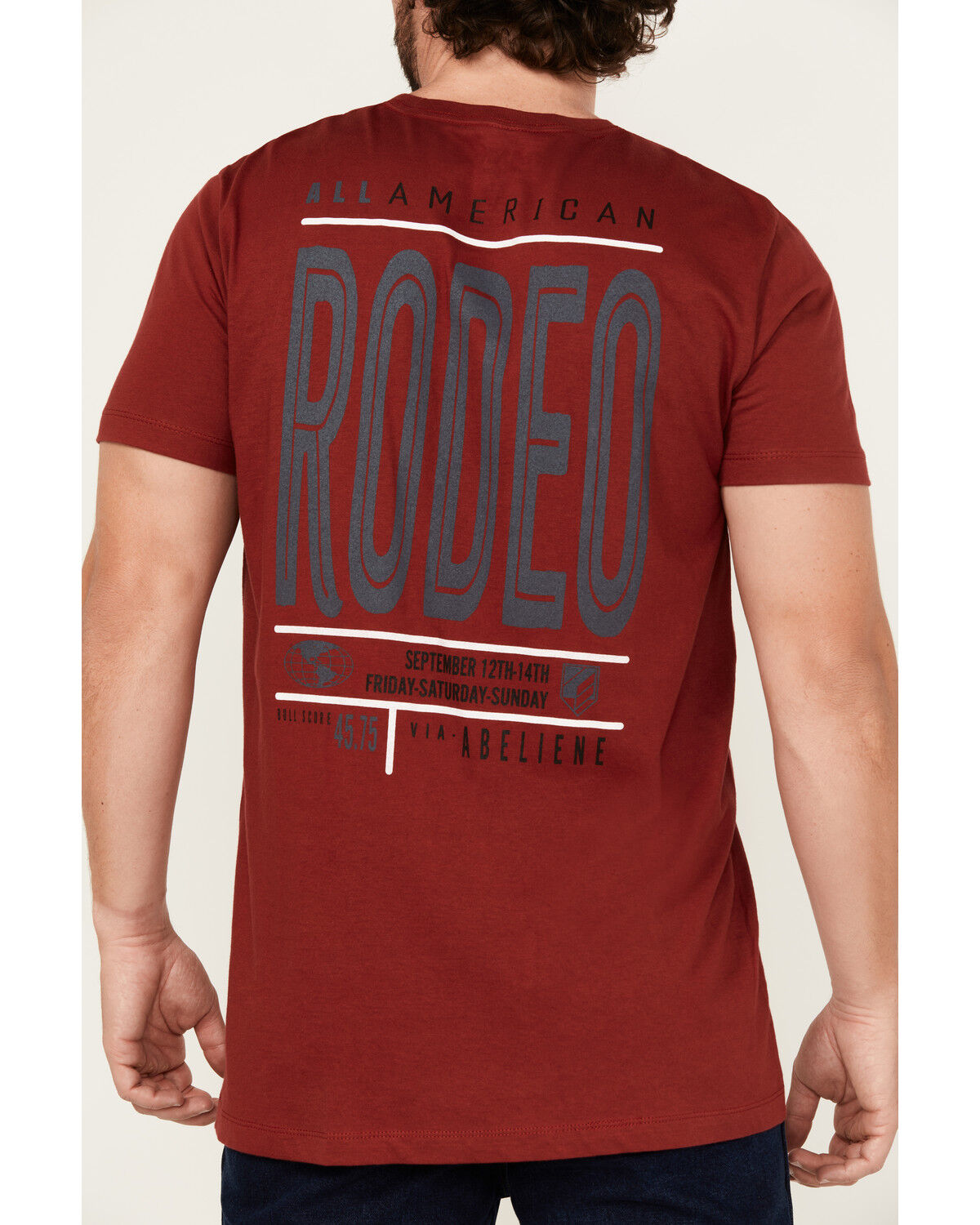 Image #4 - RANK 45® Men's Rough Rider Short Sleeve Graphic T-Shirt, Burgundy, hi-res
