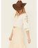 Image #2 - Shyanne Women's Embellished Tie Front Peasant Top, Cream, hi-res