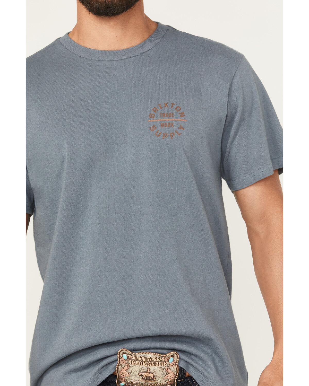 Image #3 - Brixton Men's Oath Logo Short Sleeve Graphic T-Shirt, Steel Blue, hi-res