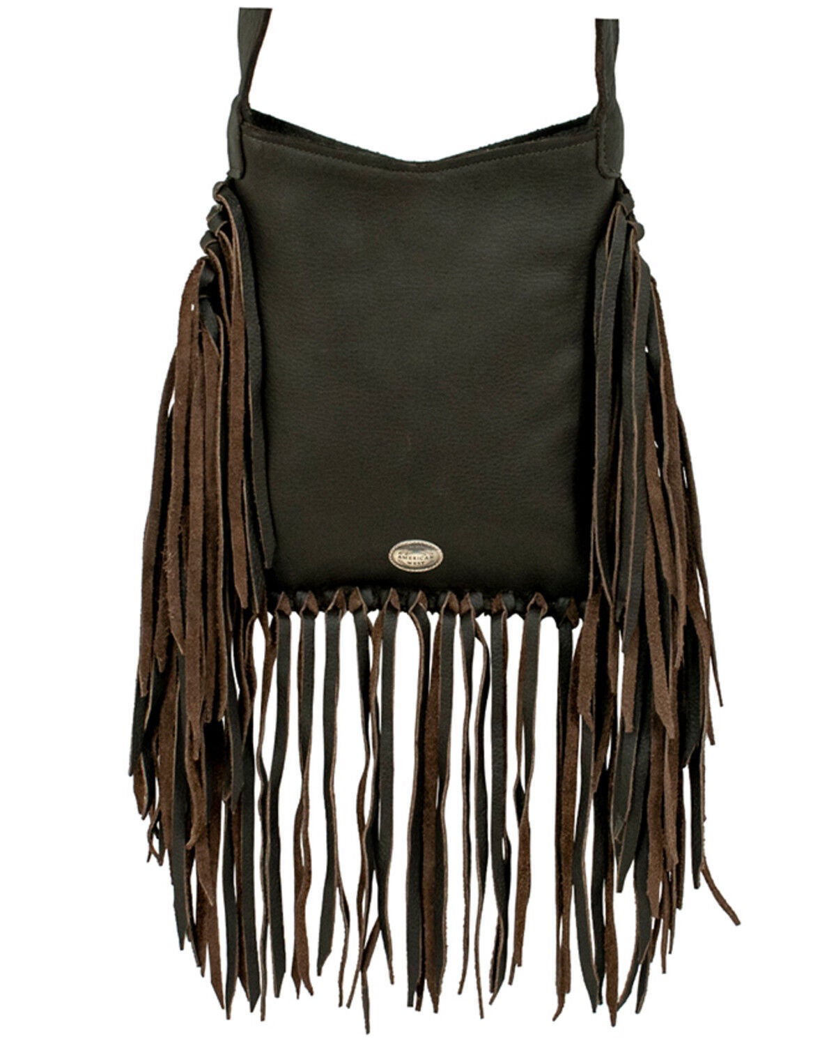 Image #2 - American West Women's Fringe Saddle Crossbody, Chocolate, hi-res