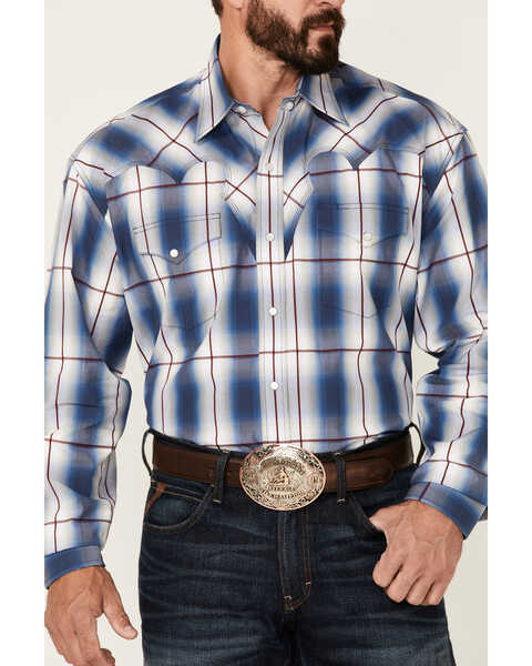 Image #3 - Stetson Men's Ombre Large Plaid Print Long Sleeve Pearl Snap Western Shirt , , hi-res