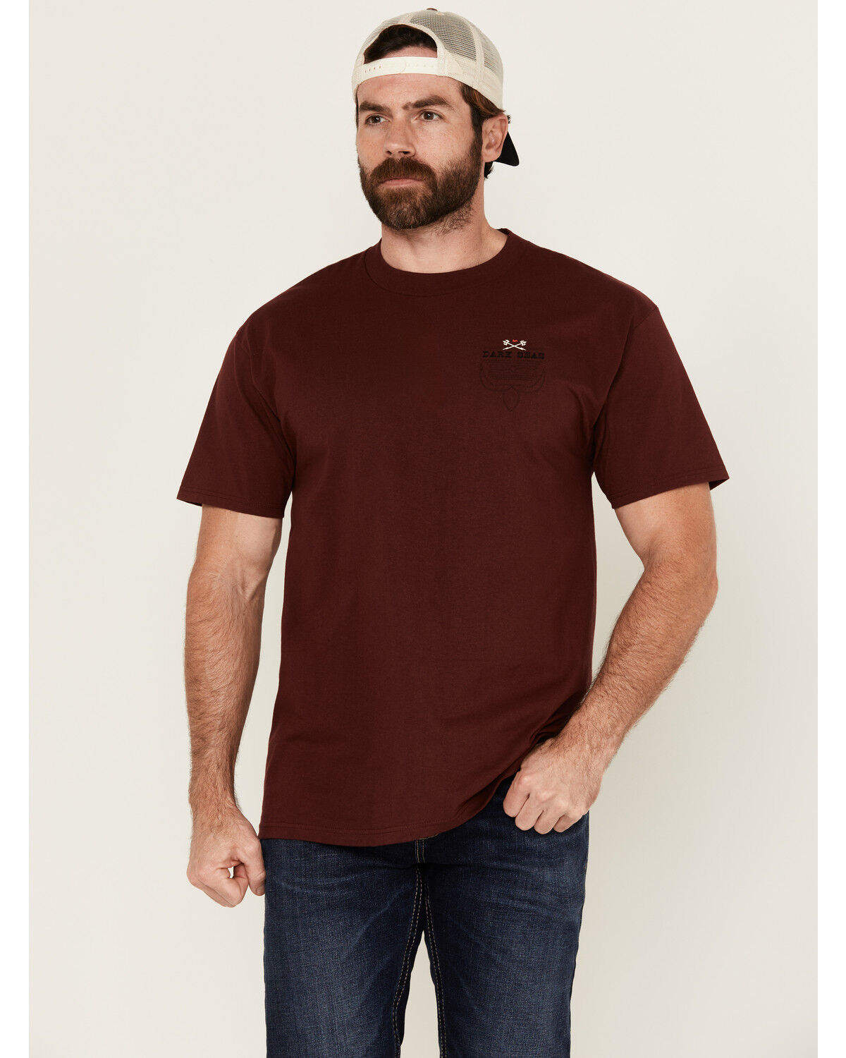Image #1 - Dark Seas Men's Boot Barn Exclusive Tumbleweed Short Sleeve Graphic T-Shirt, Burgundy, hi-res