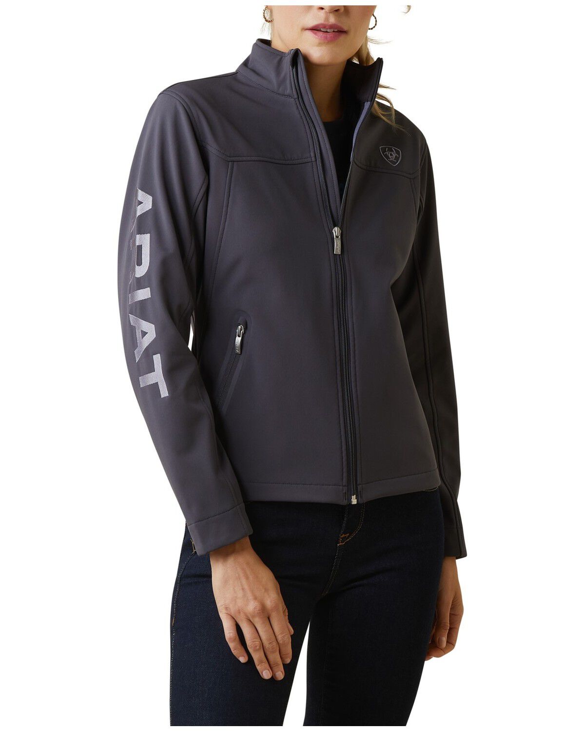 Image #1 - Ariat Women's New Team Softshell Jacket, Grey, hi-res