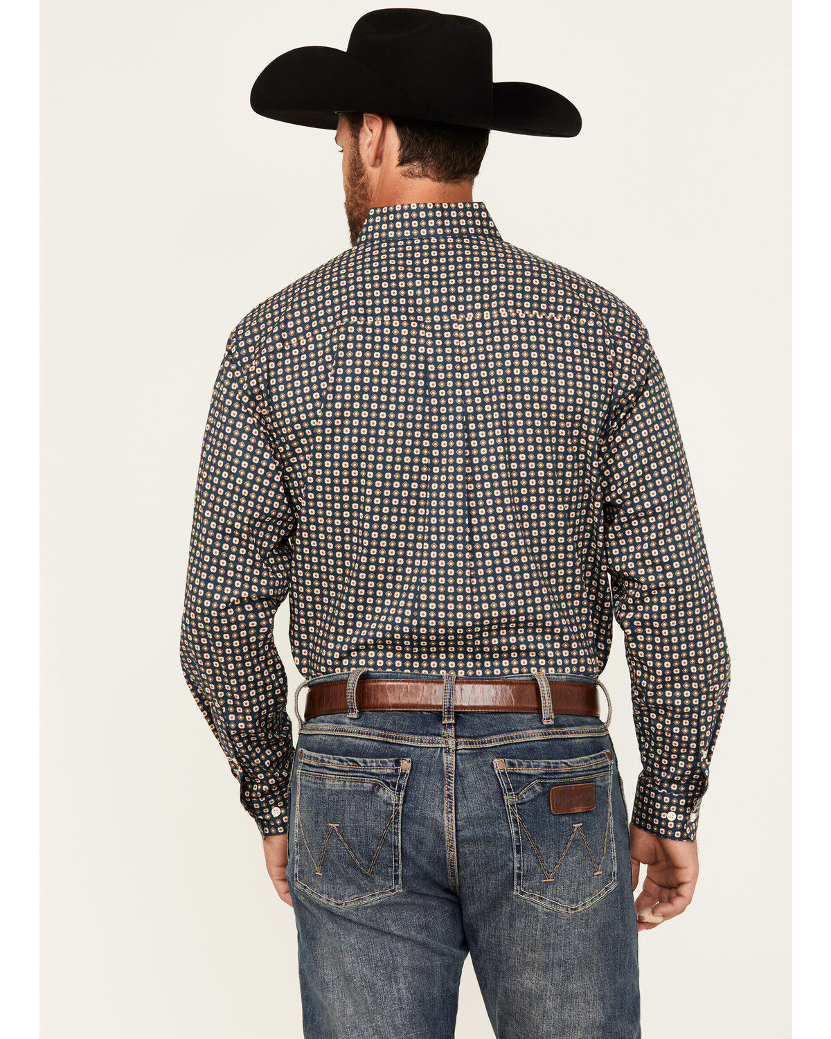 Image #4 - Cinch Men's Floral Geo Print Long Sleeve Button-Down Stretch Western Shirt, Navy, hi-res