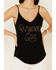 Shyanne Women's Whiskey Girl Graphic Suede Cami Top , Black, hi-res