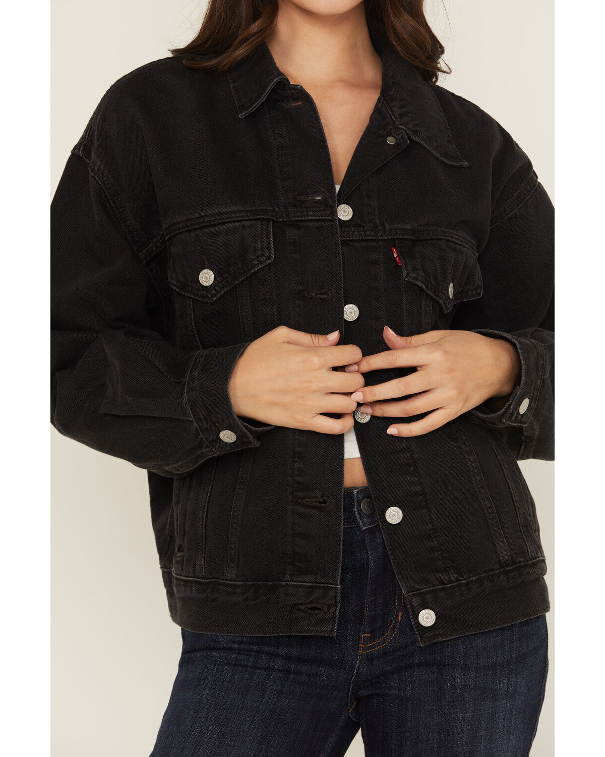 Image #3 - Levi's Women's Road Less Traveled 90's Trucker Jacket, Black, hi-res