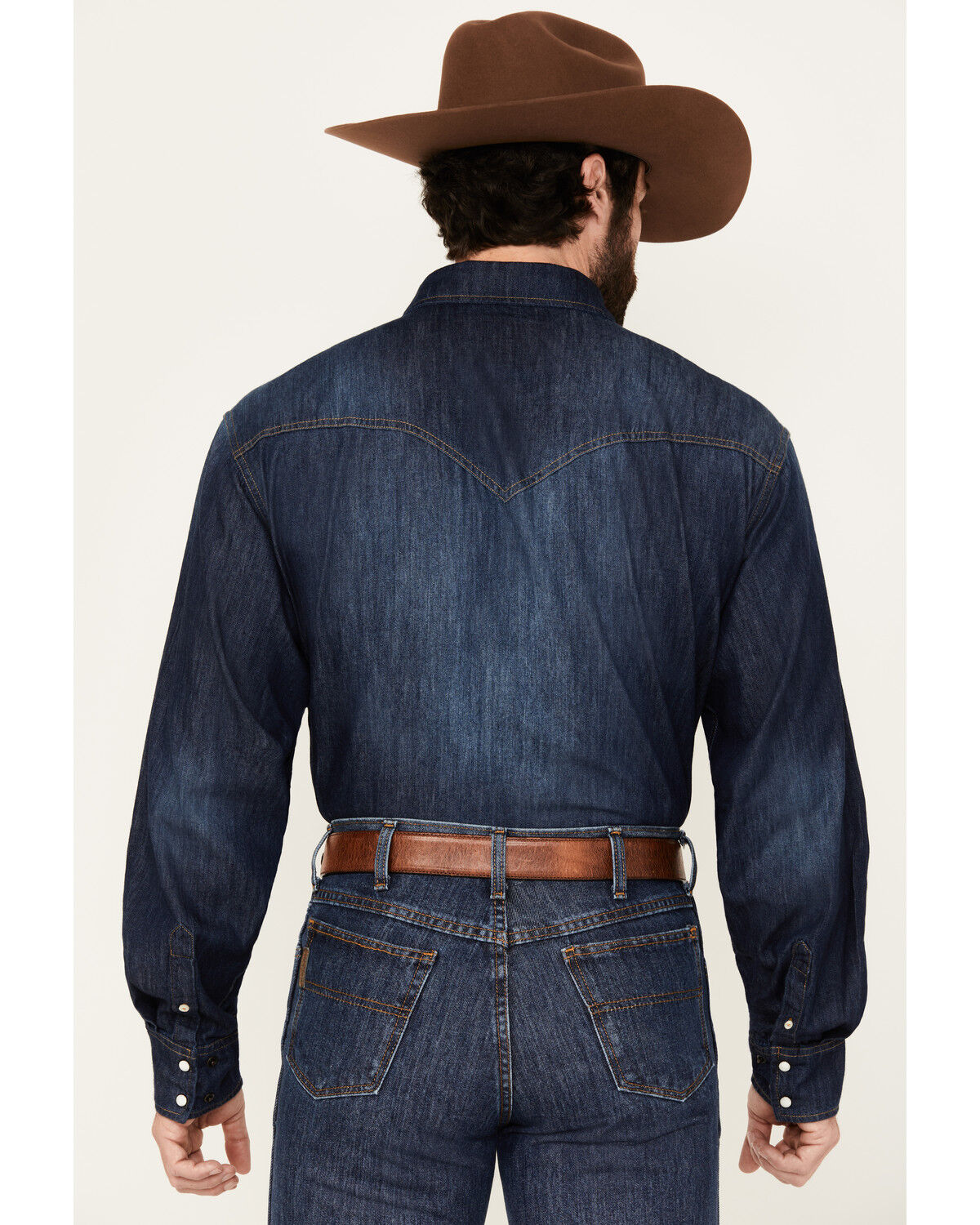 Image #4 - Cinch Men's Denim Long Sleeve Western Snap Shirt, Indigo, hi-res