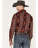 Image #4 - Rock & Roll Denim Men's Southwestern Stripe Stretch Long Sleeve Pearl Snap Shirt, Burgundy, hi-res