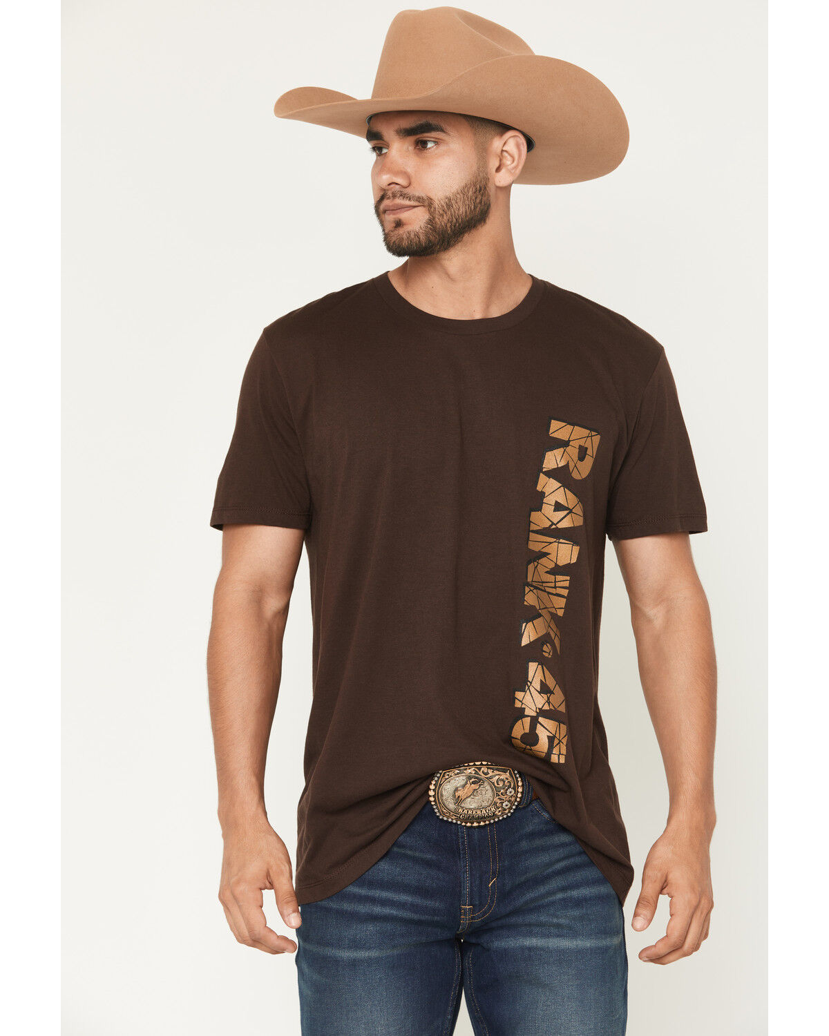 Image #1 - RANK 45® Men's Shattered Short Sleeve Graphic T-Shirt, Dark Brown, hi-res