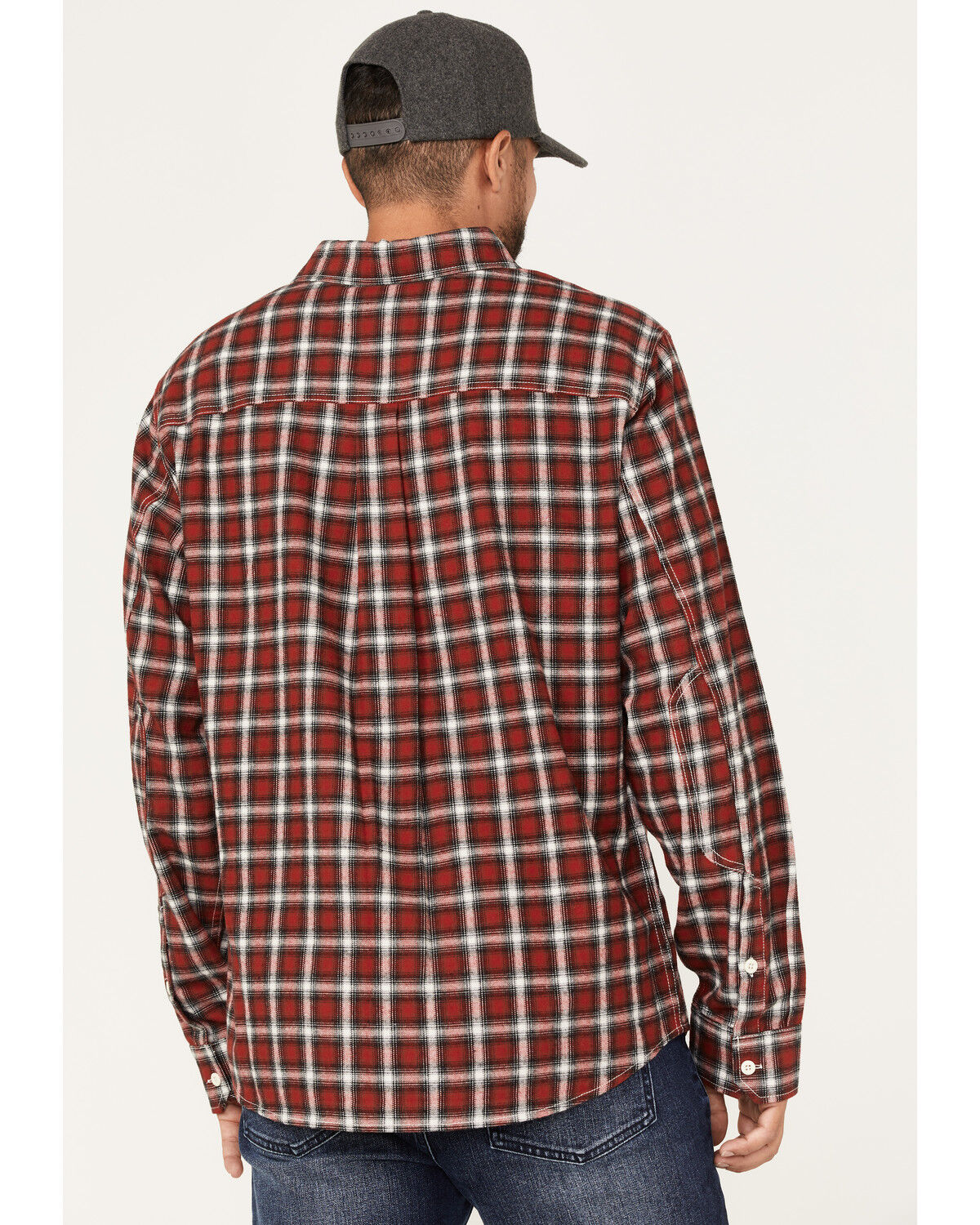 Image #4 - Brothers and Sons Men's Everyday Plaid Long Sleeve Button Down Western Flannel Shirt, Burgundy, hi-res