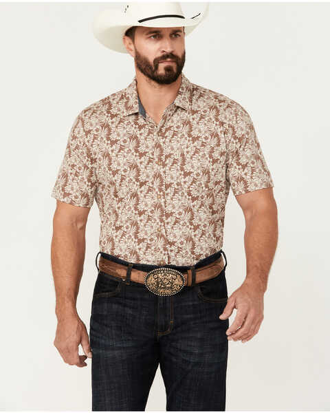 Image #1 - Ariat Men's Retro Floral Print Short Sleeve Button-Down Stretch Western Shirt , Lt Brown, hi-res