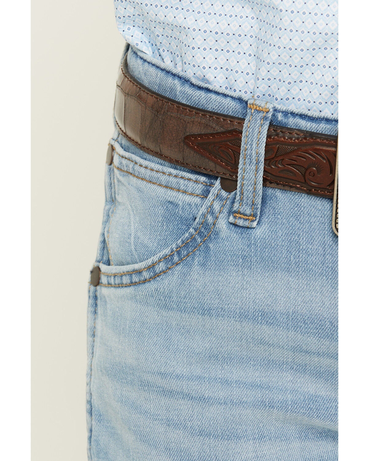 Image #2 - Wrangler Retro Little Boys' Light Wash Cloverdale Slim Bootcut Stretch Denim Jeans, Light Wash, hi-res