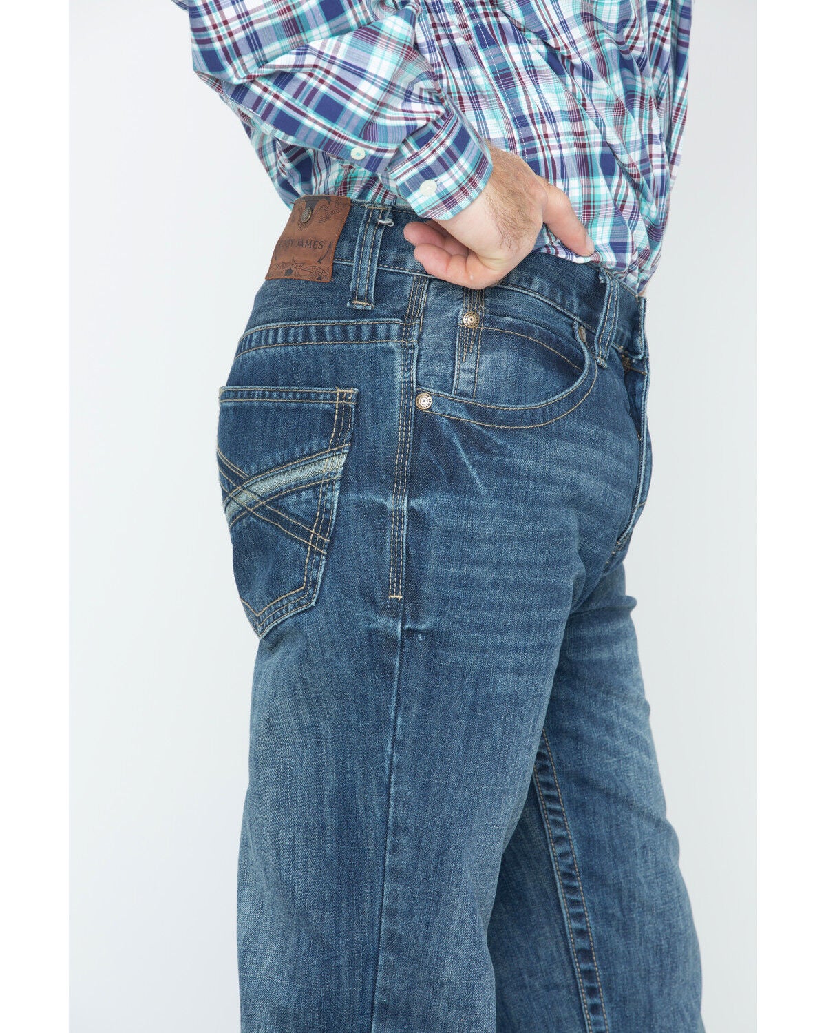 Image #4 - Cody James Men's Brazos Wash Wyatt Slim Bootcut Denim Jeans, Blue, hi-res