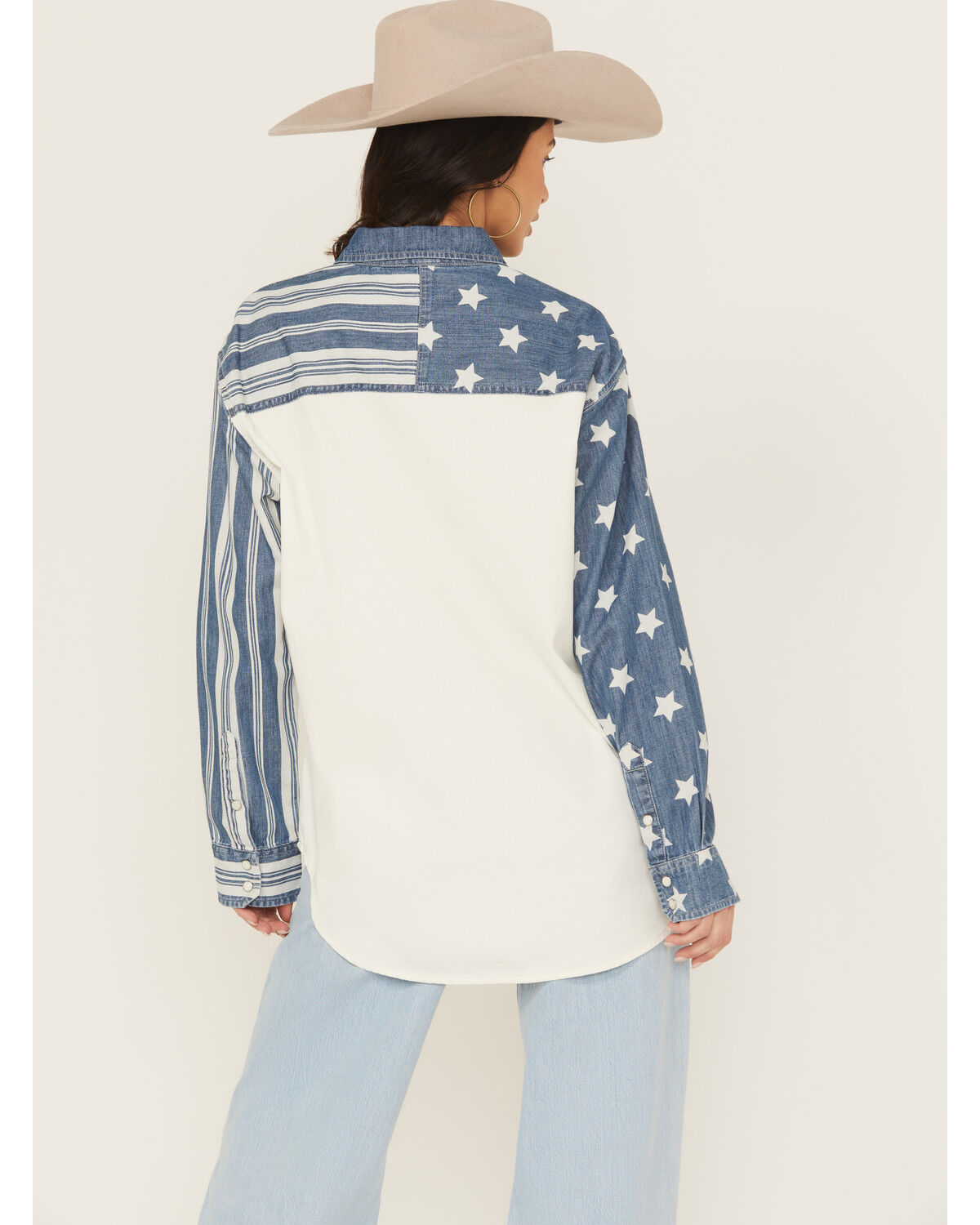 Image #4 - Wrangler Retro Women's Stars and Stripes Long Sleeve Snap Western Shirt, White, hi-res