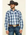 Stetson Men's Indigo Large Ombre Plaid Long Sleeve Western Shirt , Blue, hi-res