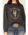 Image #2 - Paramount Network's Yellowstone Women's Charcoal Mineral Wash Steerhead Graphic Raglan Sweatshirt, , hi-res