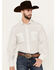 Image #1 - Roper Men's KC Geo Print Long Sleeve Snap Western Shirt, White, hi-res