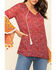 Image #4 - Red Label by Panhandle Women's Print Bell Sleeve Top , Dark Pink, hi-res