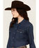Image #2 - Levi's Women's Dark Wash Denim Long Sleeve Pearl Snap Ultimate Western Shirt, Blue, hi-res
