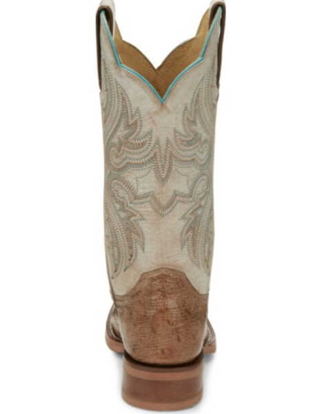Image #4 - Justin Boots Women's Tan Smooth Ostrich Western Boots - Square Toe , Tan, hi-res