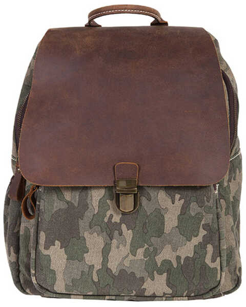 Scully Brown Leather & Camo Backpack, Brown, hi-res