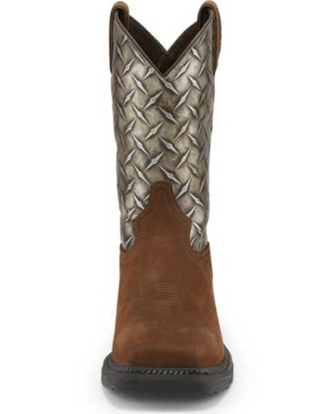 Tony Lama Men's Diboll Diamond Plate Western Work Boots - Composite Toe, Silver, hi-res