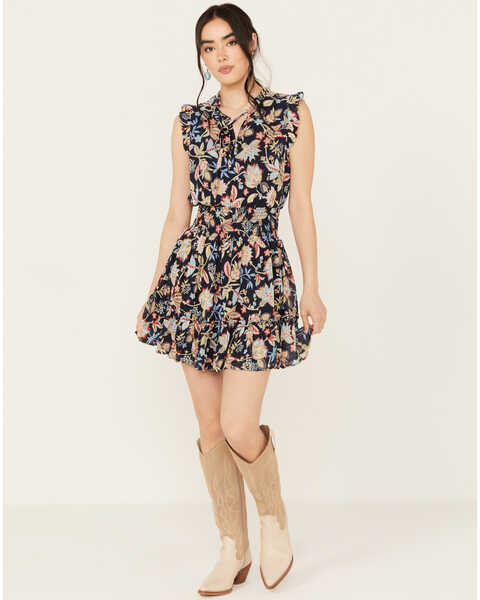 Revel Women's Floral Sleeveless Mini Dress, Navy, hi-res