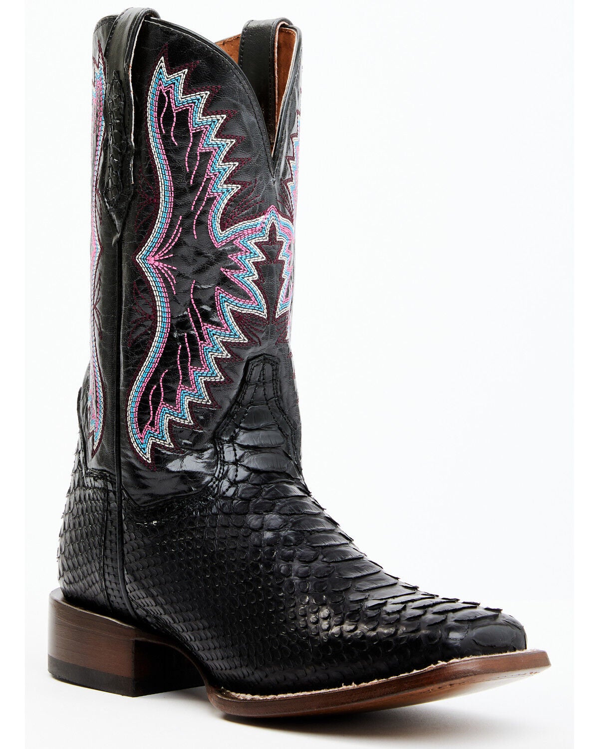 Dan Post Women's Back Cut Python Exotic Western Boot - Broad Square Toe, Black, hi-res