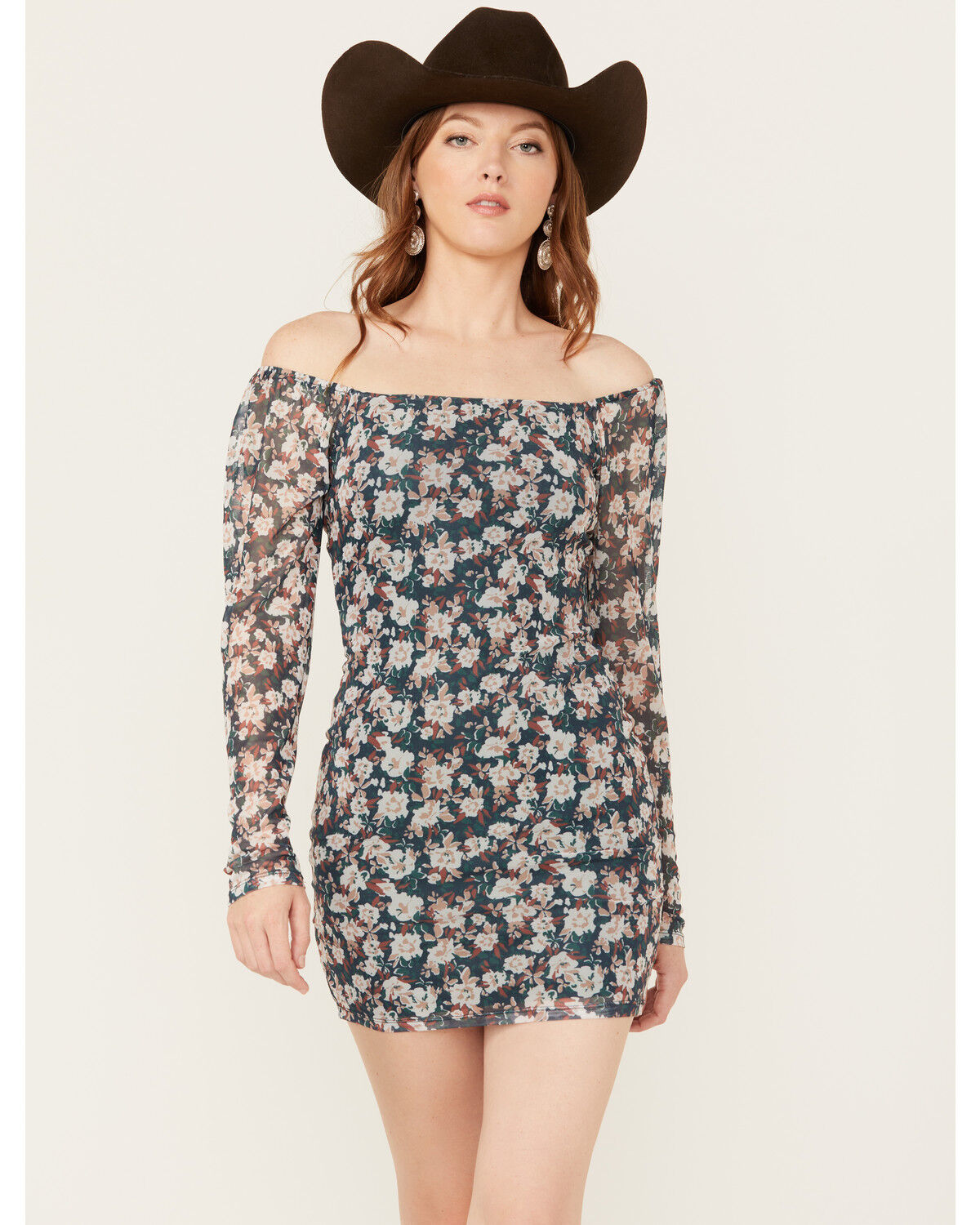 Image #1 - Sadie & Sage Women's Dreamchaser Floral Print Mini Dress, Navy, hi-res