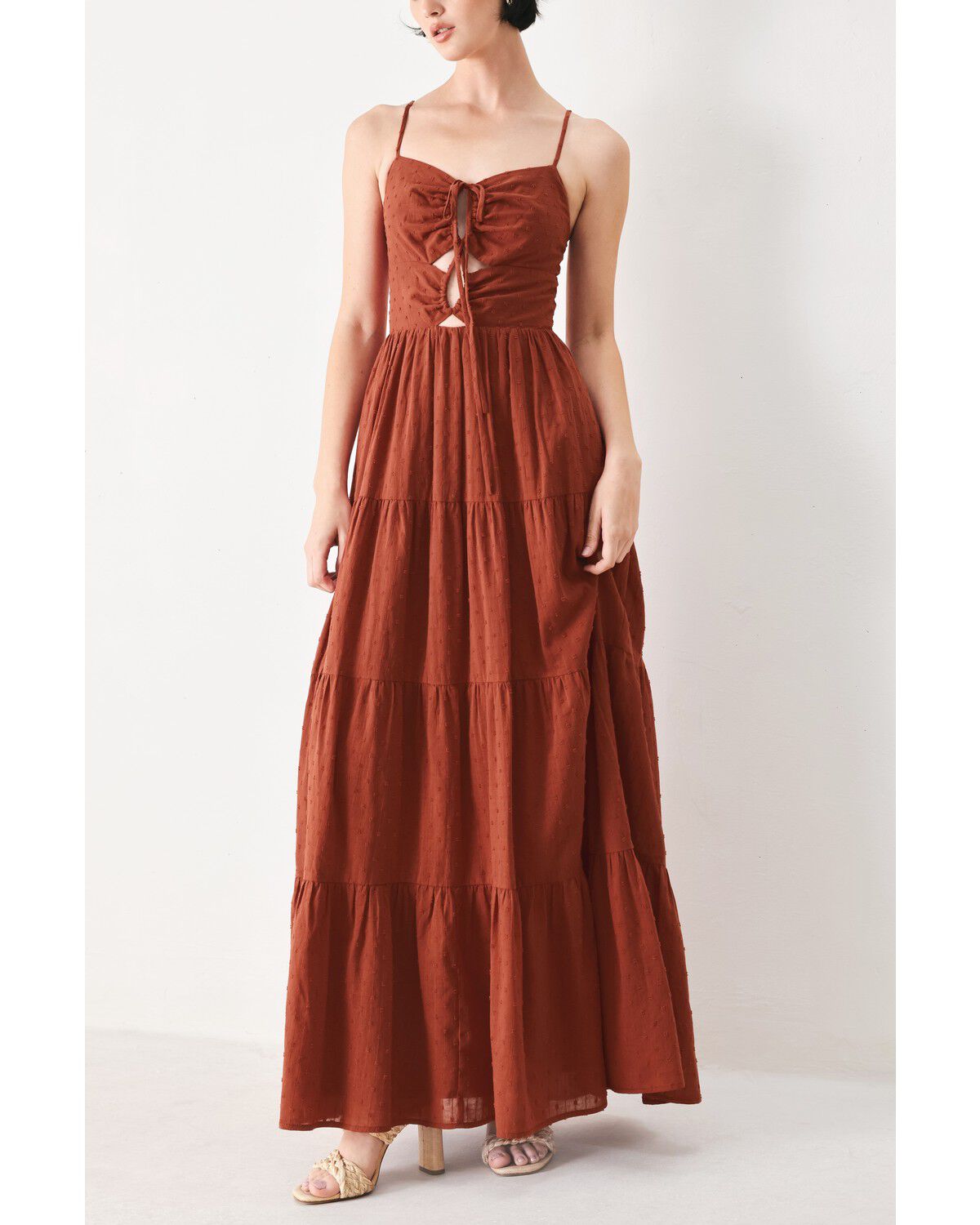 Flying Tomato Women's Terracotta Sunset Woven Maxi Dress, Rust Copper, hi-res