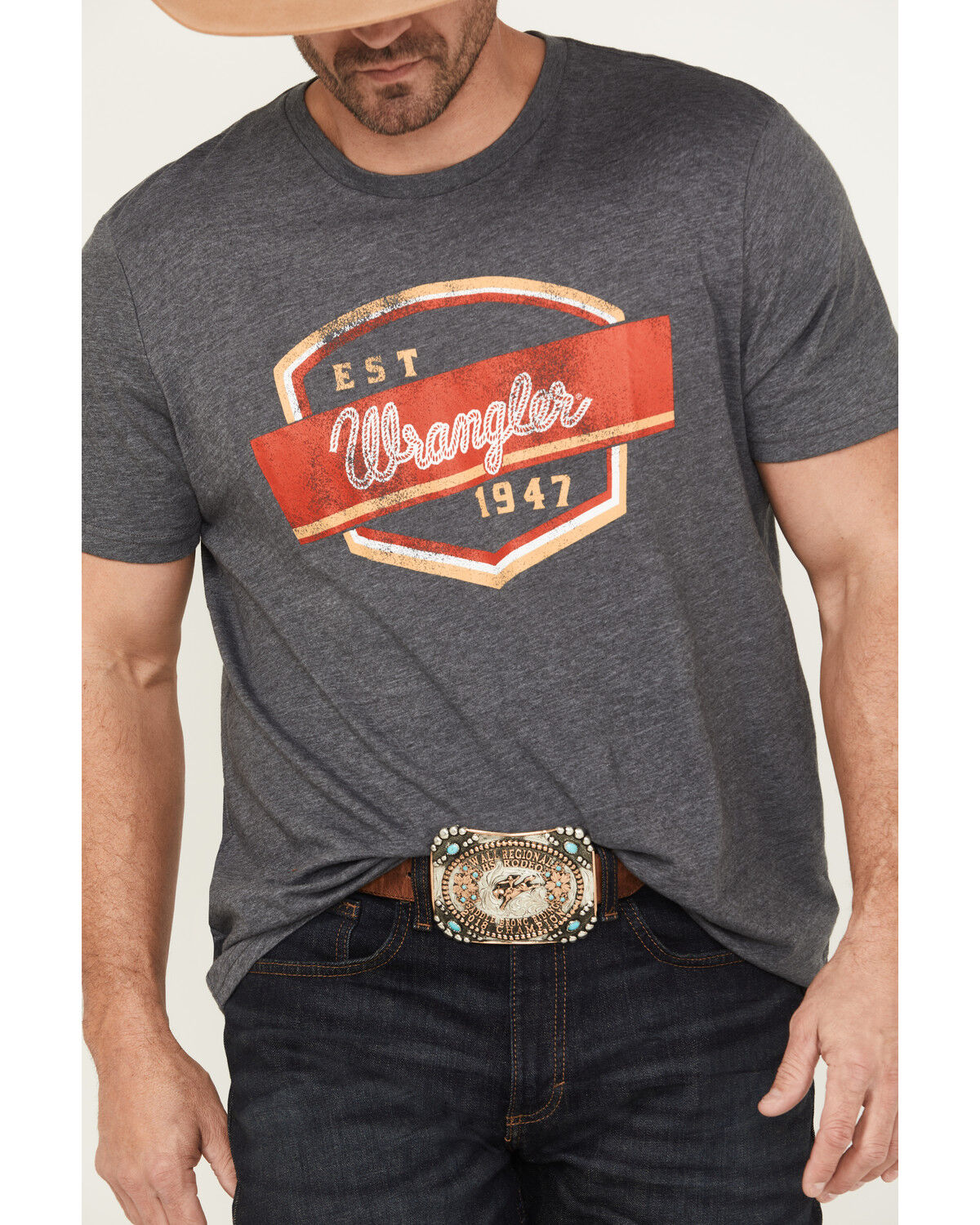 Image #3 - Wrangler Men's Rope Logo Short Sleeve Graphic T-Shirt, Heather Blue, hi-res
