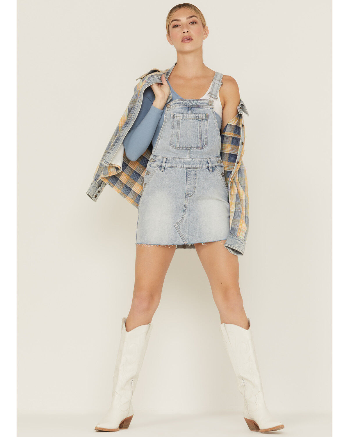 Image #2 - Cleo + Wolf Women's Light Wash Denim Skirtall, Super Light Wash, hi-res