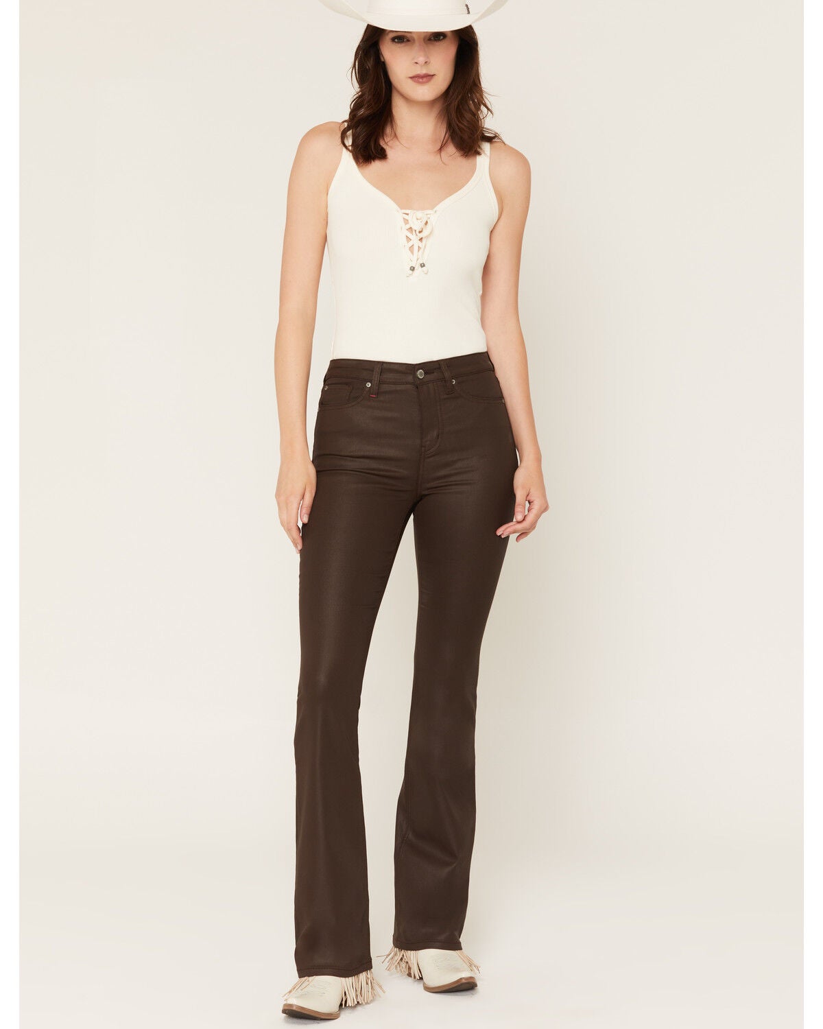 Image #1 - Idyllwind Women's Legend High Rise Coated Bootcut Jeans, Cognac, hi-res