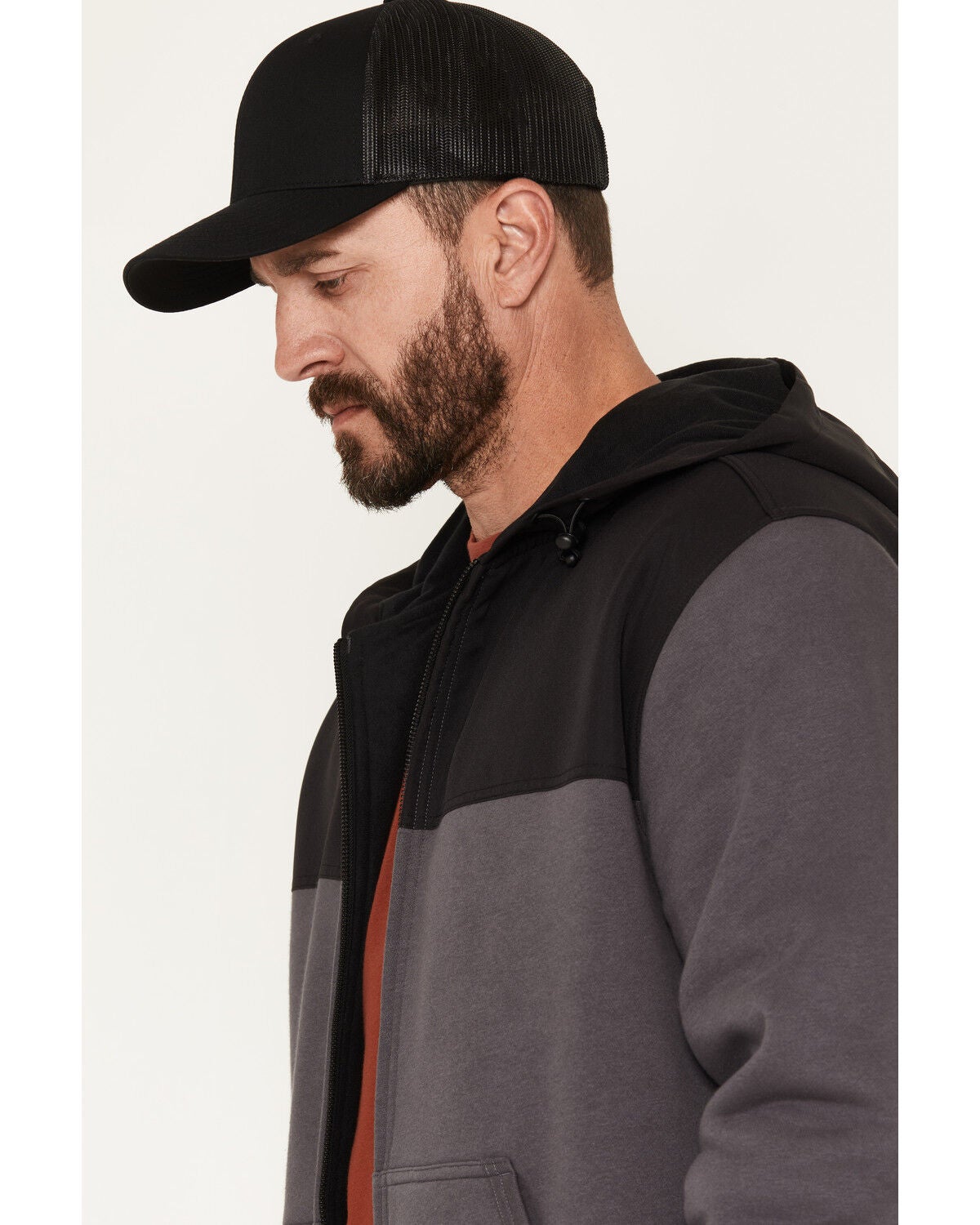 Image #2 - Hawx Men's Hard Face Full Zip Fleece Hooded Sweatshirt, Charcoal, hi-res