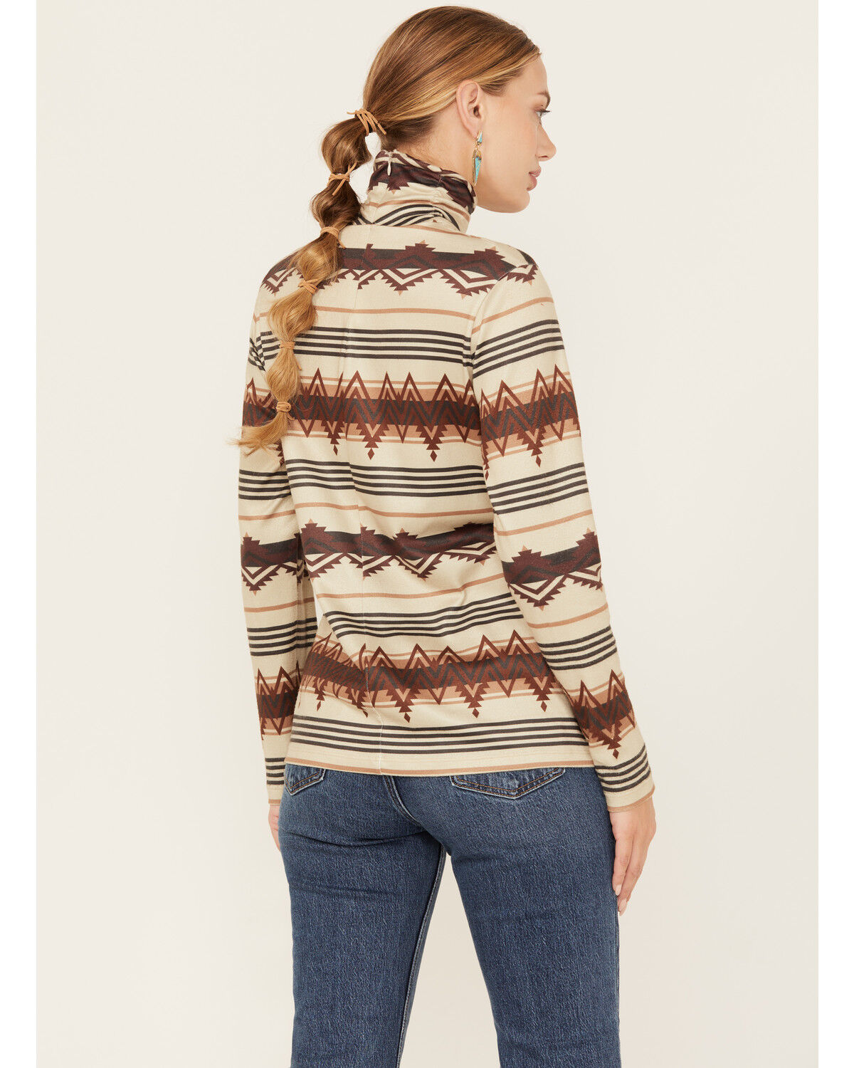 Image #4 - Tasha Polizzi Women's Zuri Southwestern Print Long Sleeve Turtleneck Top, Tan, hi-res