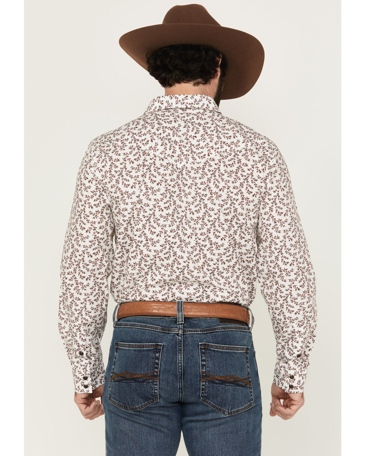 Image #4 - Gibson Trading Co Men's River Bank Floral Print Long Sleeve Snap Western Shirt, White, hi-res