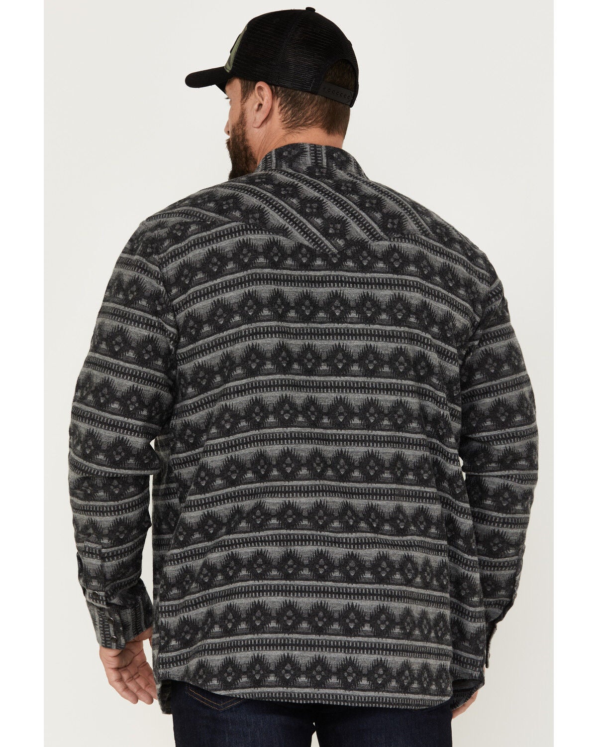 Image #4 - Moonshine Spirit&reg; Men's Southwestern Long Sleeve Flannel Western Shirt, Grey, hi-res