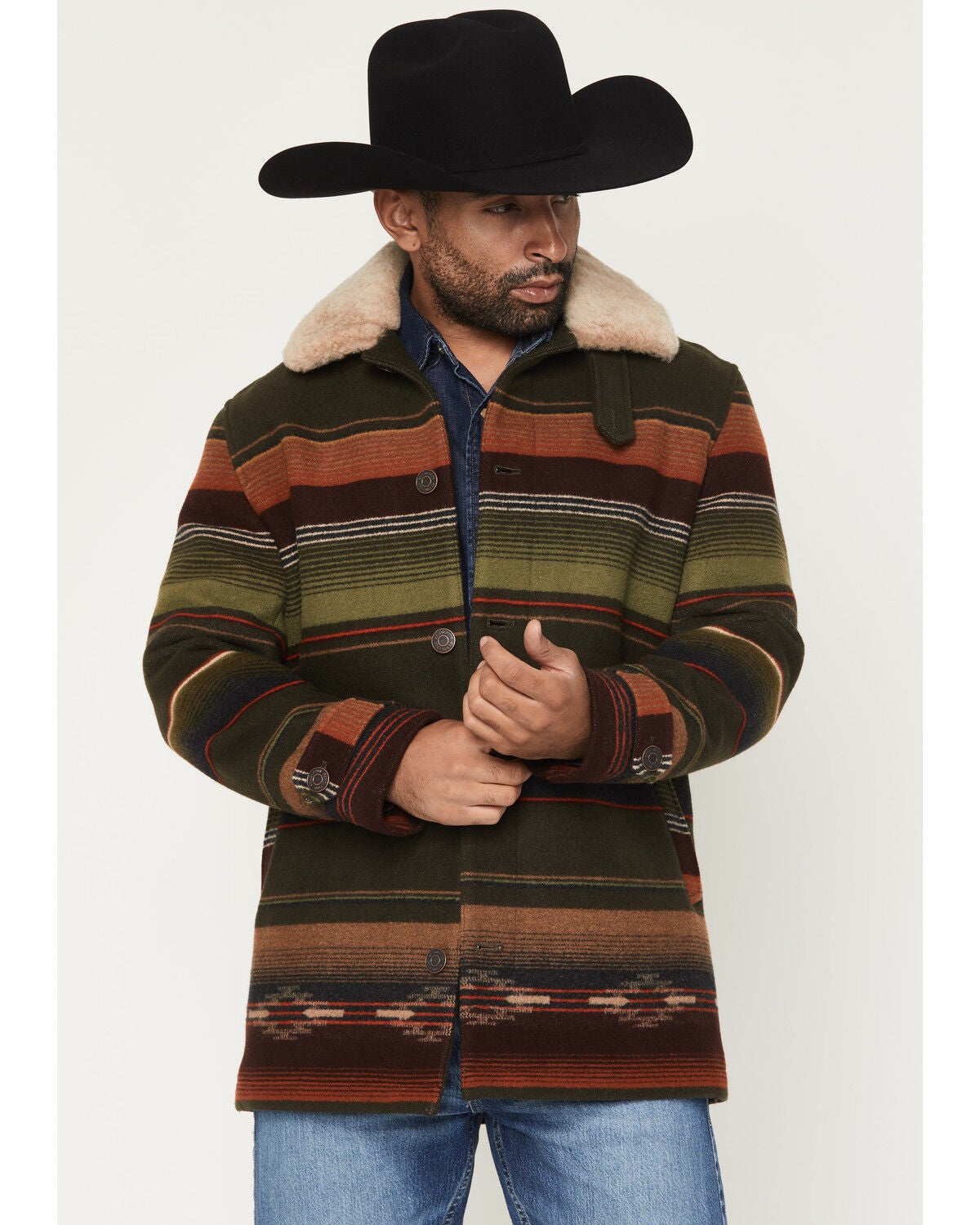 Pendleton Men's Dayton Serape Striped Shearling Collar Button-Down
