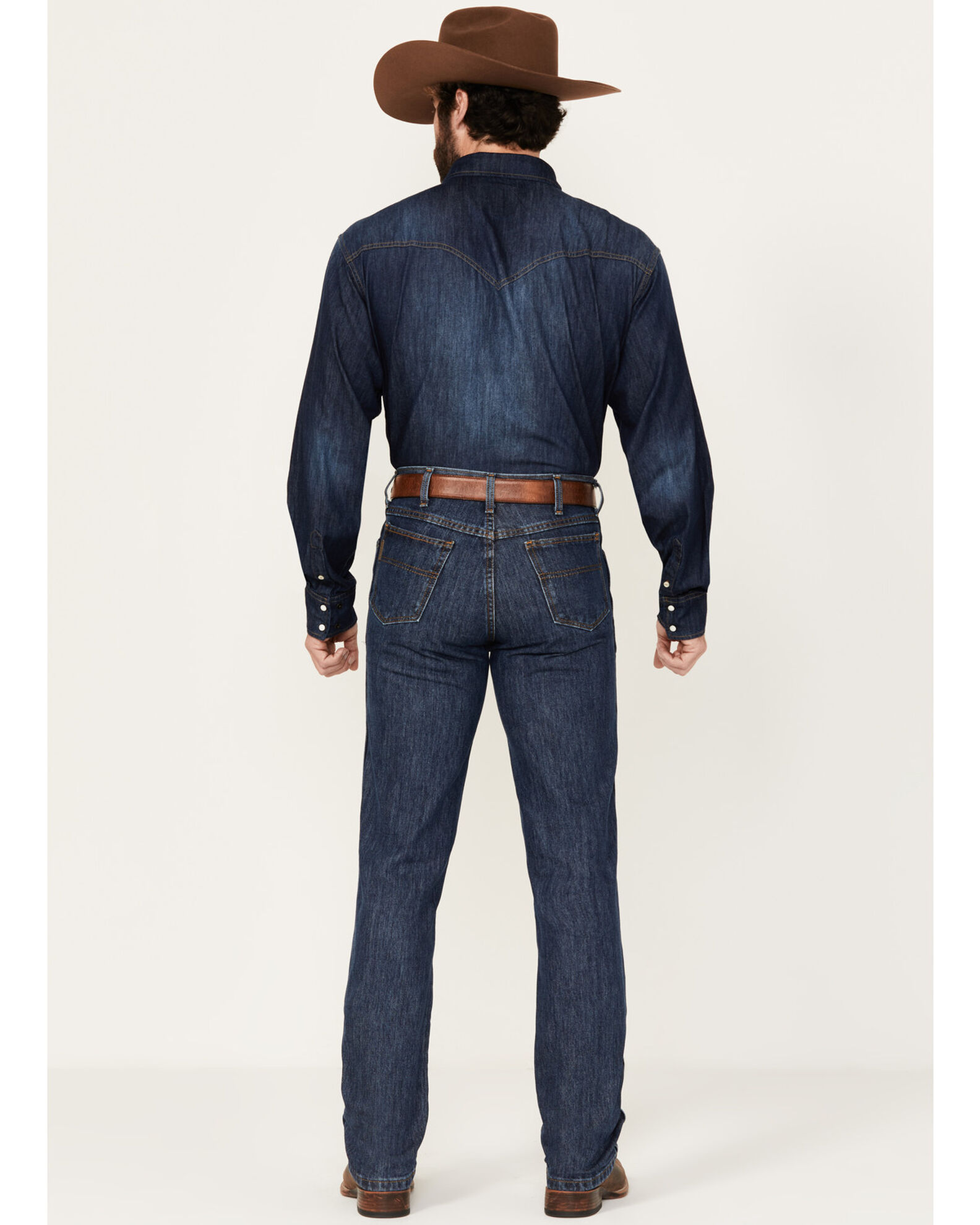 Image #3 - Cinch Men's Bronze Label Dark Wash Slim Tapered Rigid Denim Jeans, Blue, hi-res