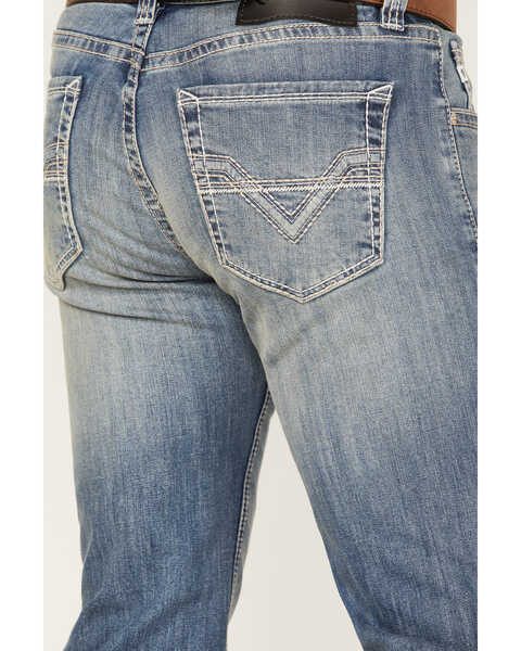 Image #2 - Rock & Roll Denim Men's Slim Fit Straight Rope Stitch Pocket Bootcut Jeans, Light Wash, hi-res