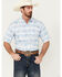 Image #1 - Ariat Men's VentTEK Outbound Striped Leaf Print Short Sleeve Performance Shirt, Light Blue, hi-res